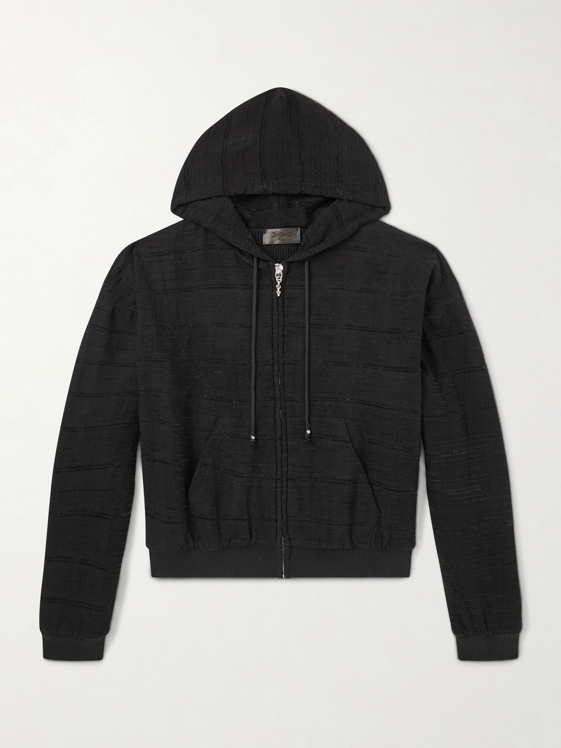 424 Hoorsenbuhs Cropped Embroidered Cotton Zip-up Hoodie In Black