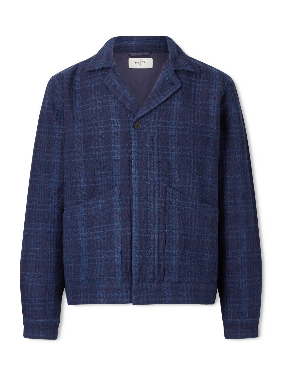 Folk Chain Checked Cotton And Wool-blend Jacket In Blue