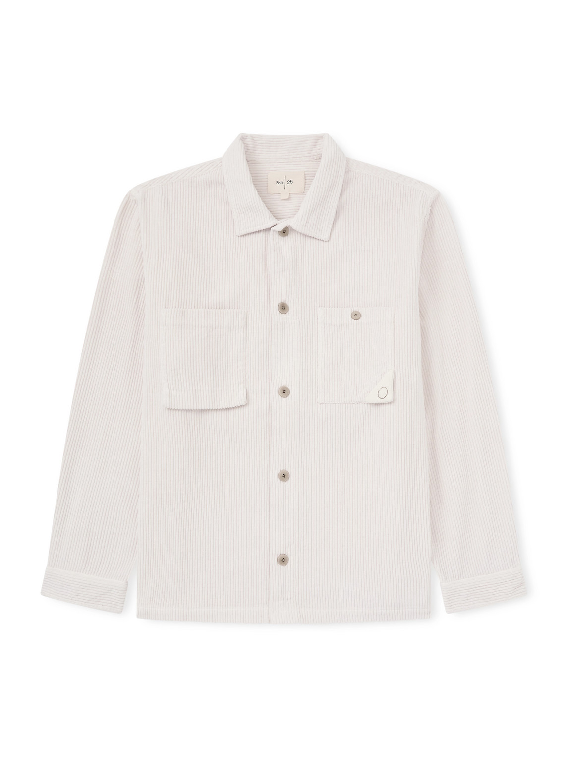 Folk Anniversary Patch Cotton-corduroy Overshirt In Gray
