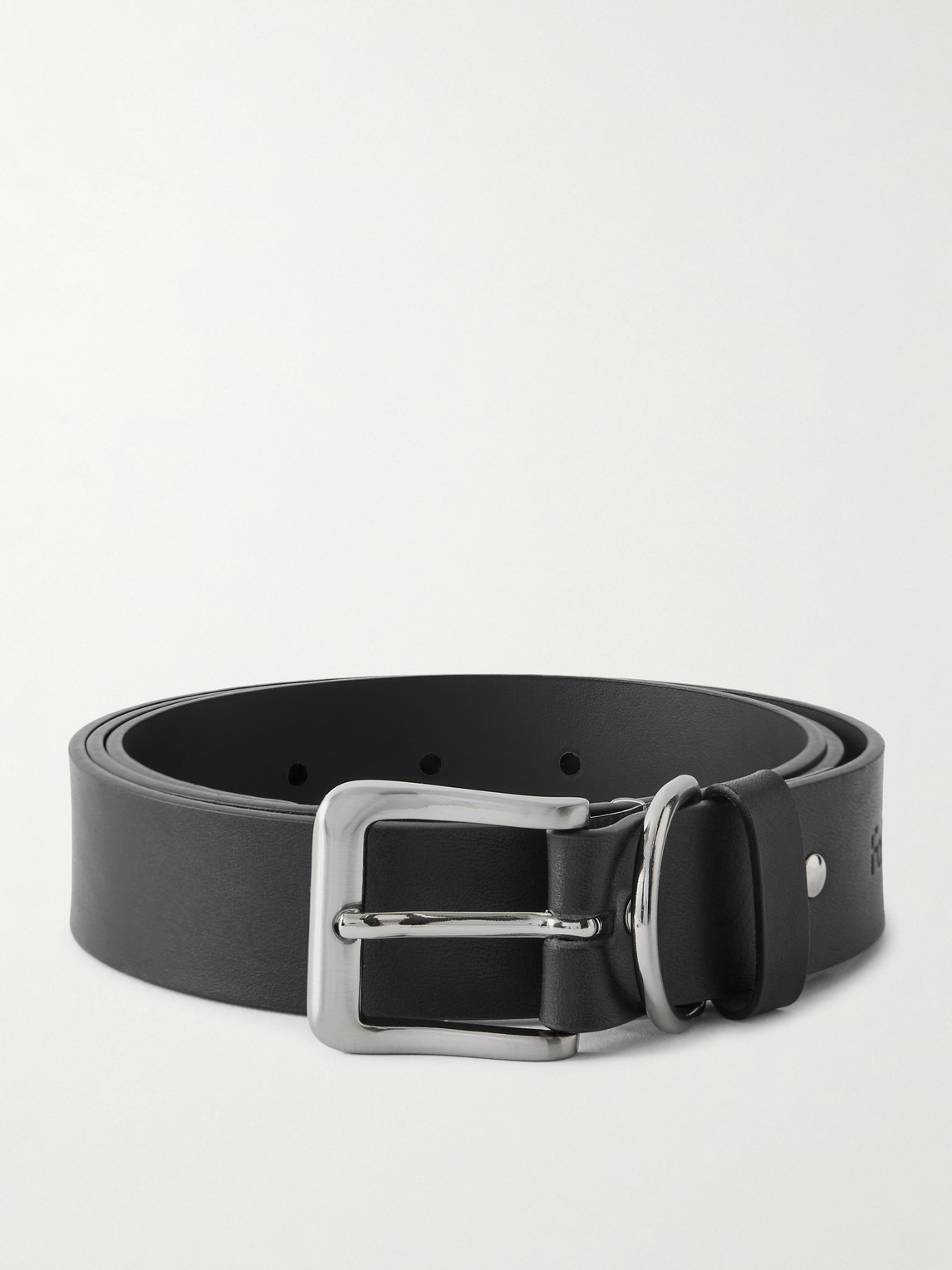 Folk Curve 3cm Leather Belt In Black