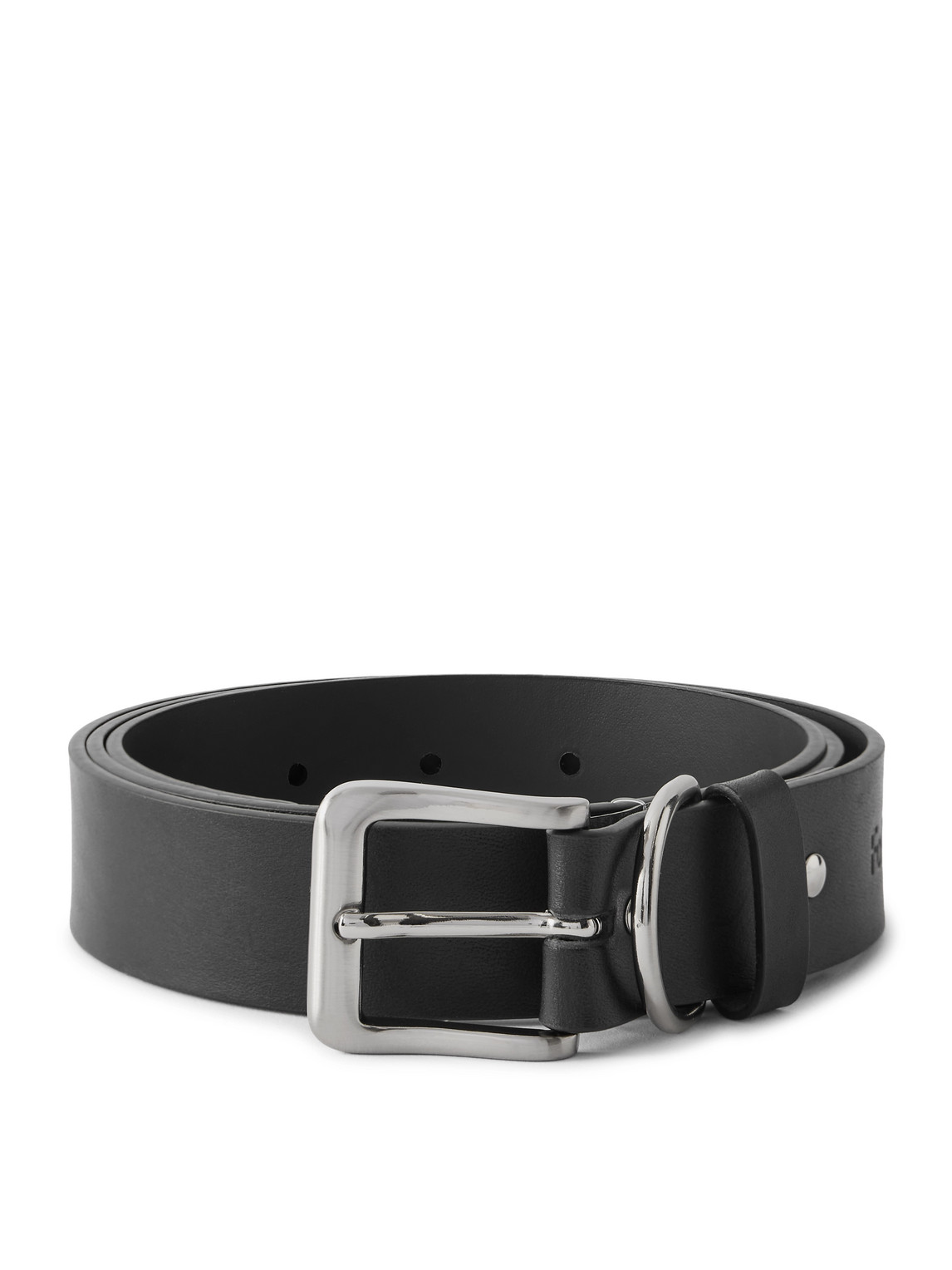 Folk Curve 3cm Leather Belt In Black
