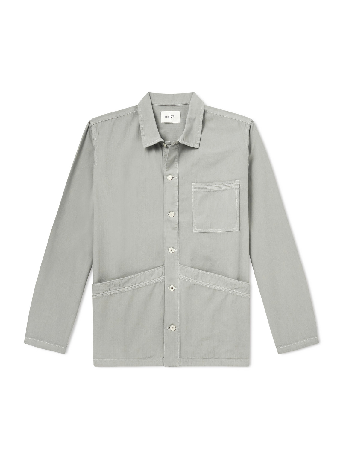 Folk Meyer Cotton-herringbone Shirt In Green