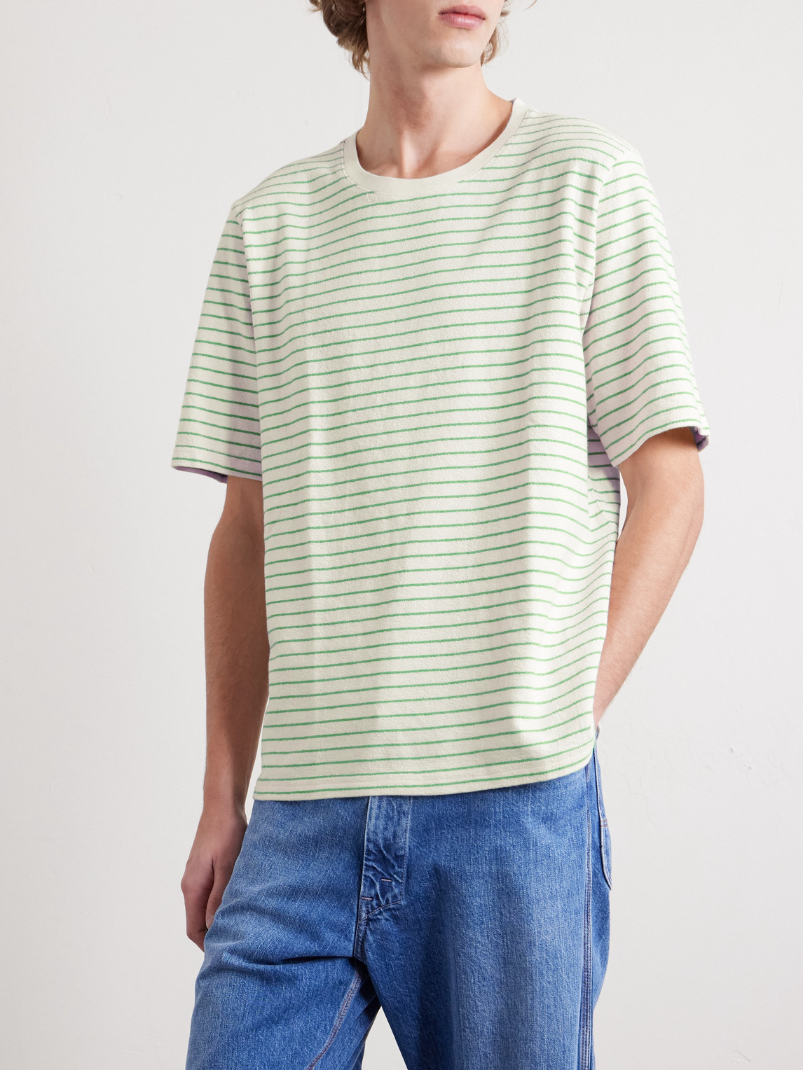  Folk - Striped Cotton T-shirt - Men - Neutrals - Xs 