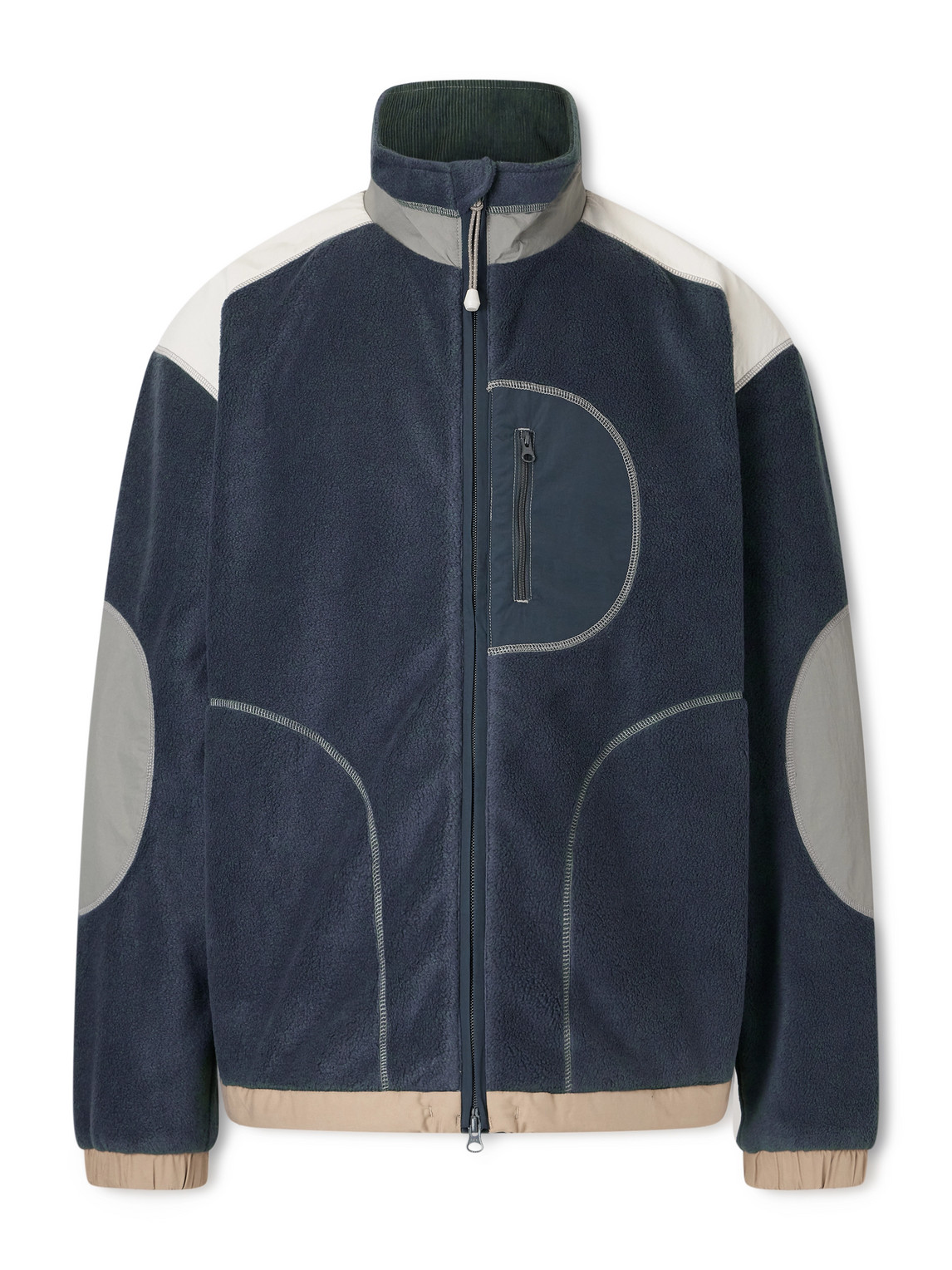 Folk Curve Shell-trimmed Fleece Jacket In Blue