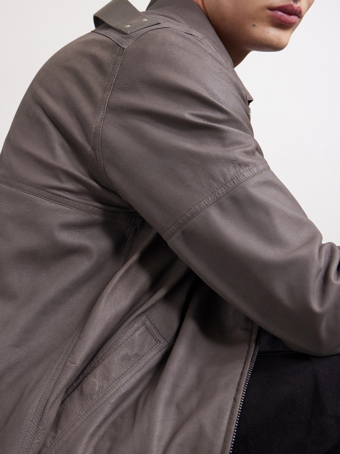  Rick Owens - Brad Leather Jacket - Men - Gray - It 46 