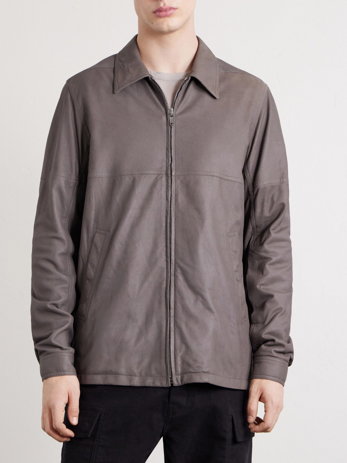  Rick Owens - Brad Leather Jacket - Men - Gray - It 46 