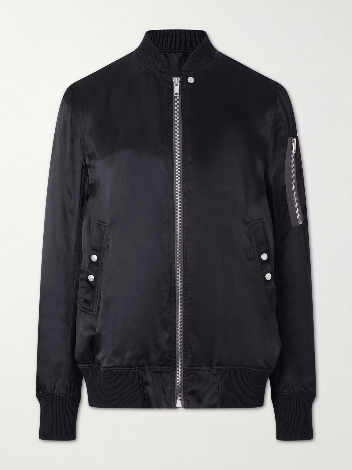 Rick Owens Classic Flight Satin Bomber Jacket In Black