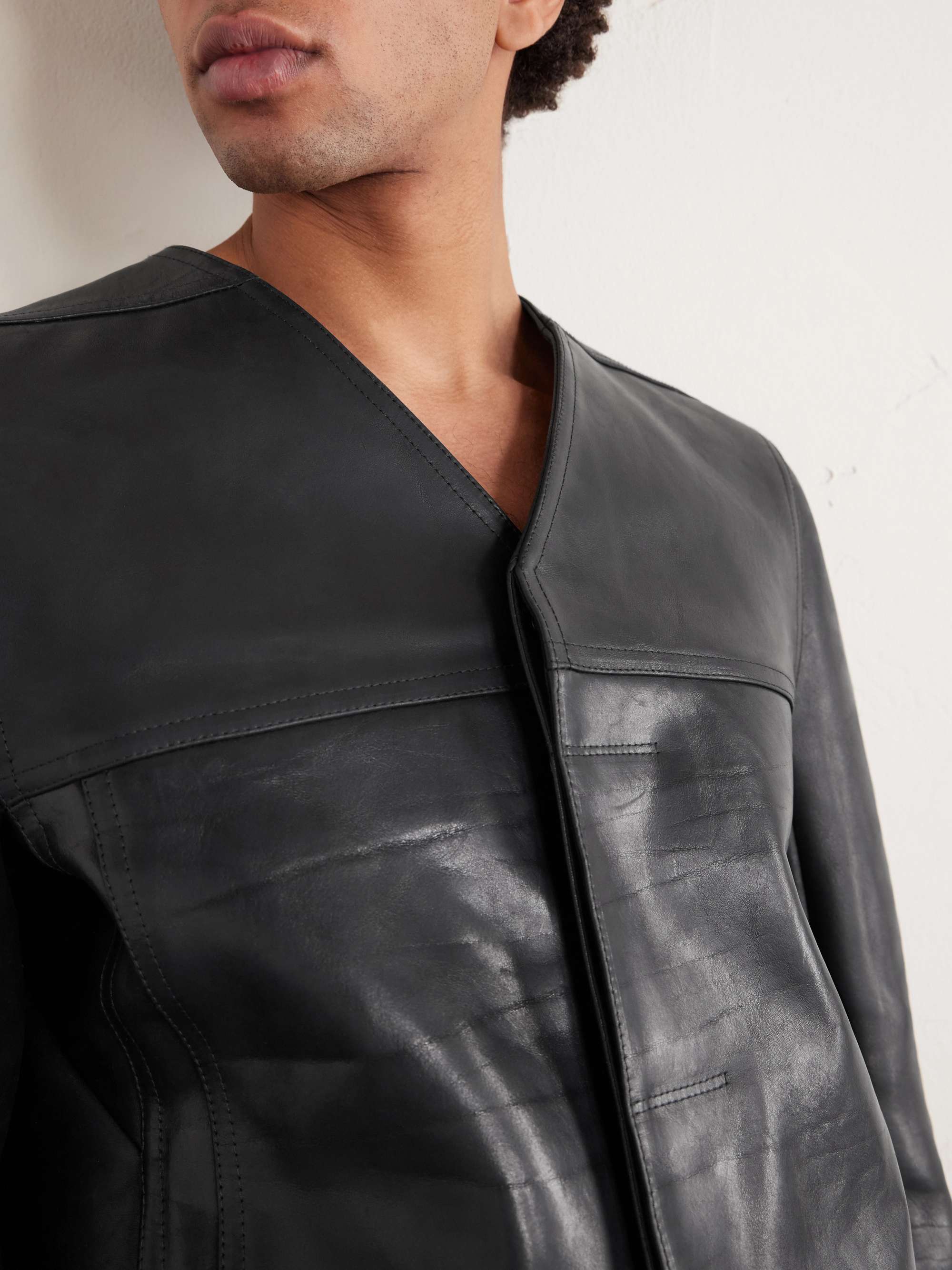 RICK OWENS Temple Work Leather Jacket for Men | MR PORTER