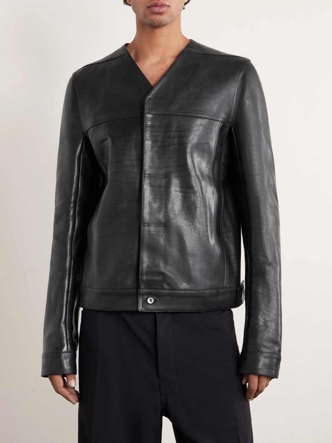  Rick Owens - Temple Work Leather Jacket - Men - Black - It 50 