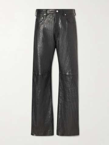 RICK OWENS Geth Wide-Leg Full-Grain Leather Trousers