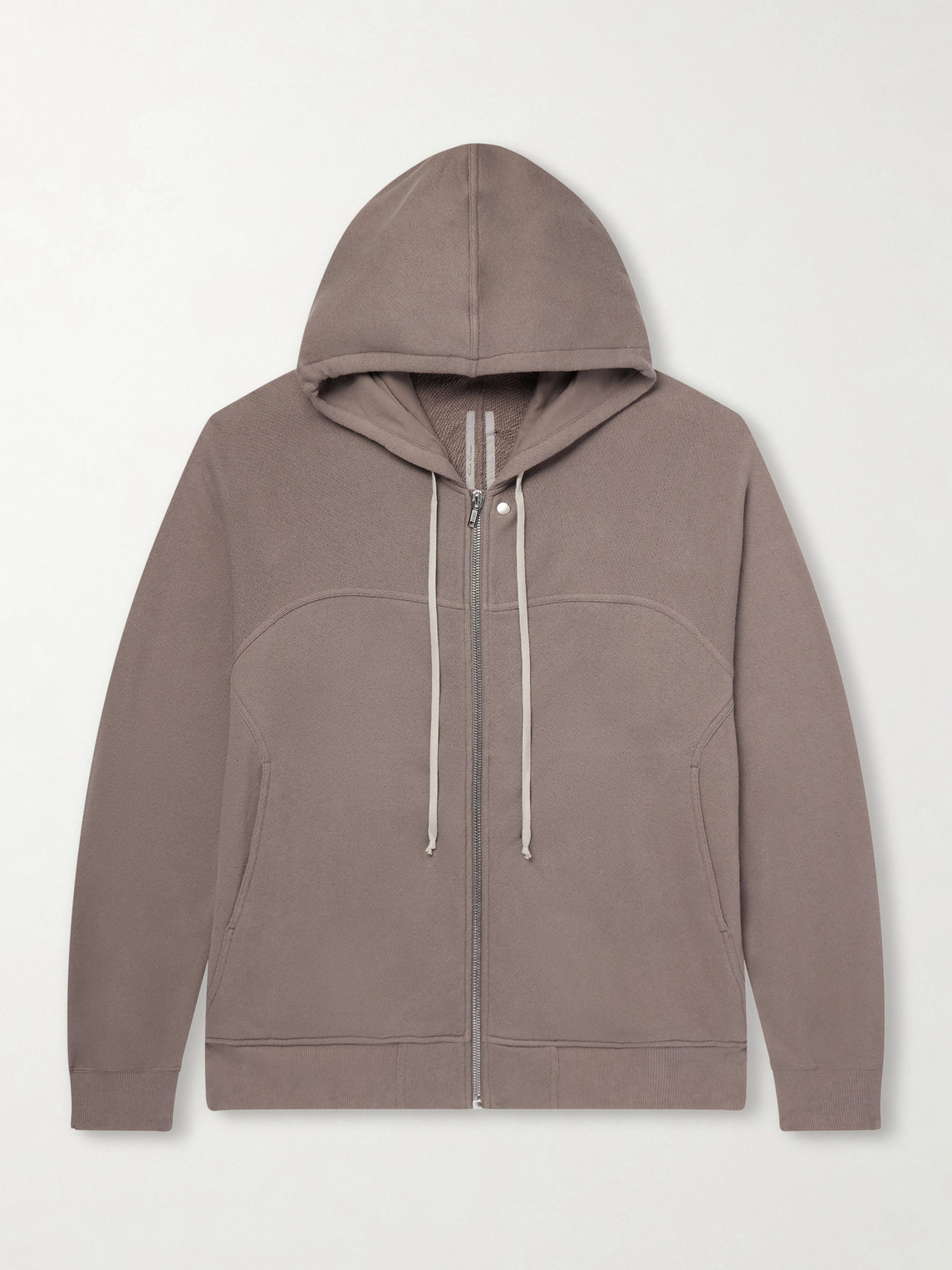 Rick Owens Organic Cotton-terry Zip-up Hoodie In Brown