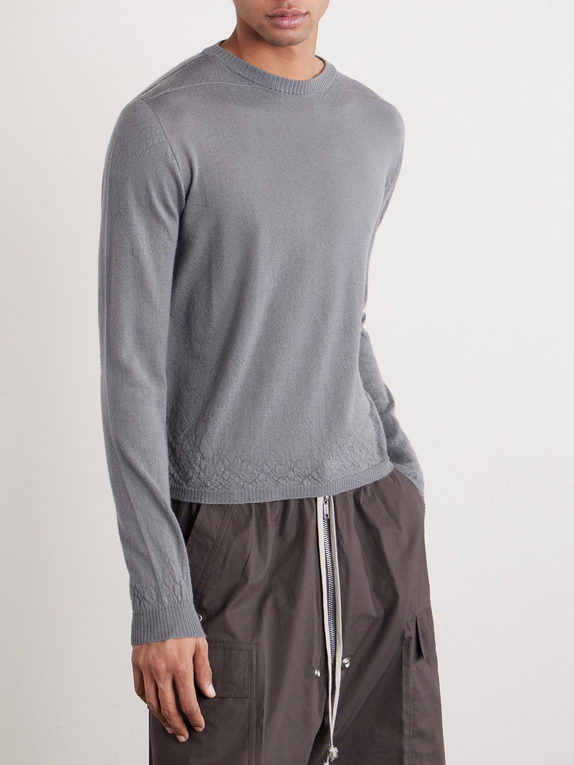  Rick Owens - Slim-fit Boiled Cashmere Sweater - Men - Gray - Xs 