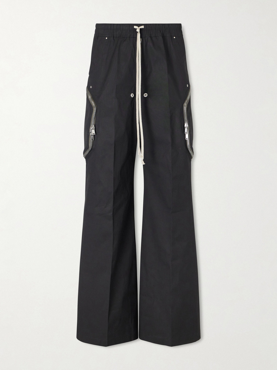 Rick Owens Heizer Belas Wide-Leg Cotton-Blend Poplin Drawstring Cargo Trousers IT 48