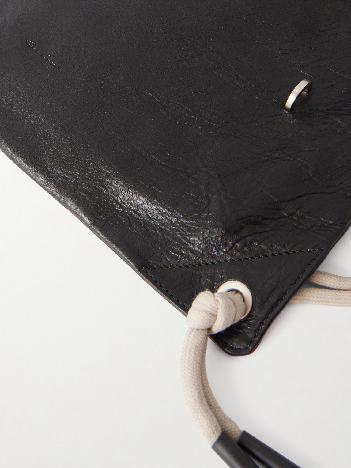 Rick Owens Embellished Leather Drawstring Backpack In Black