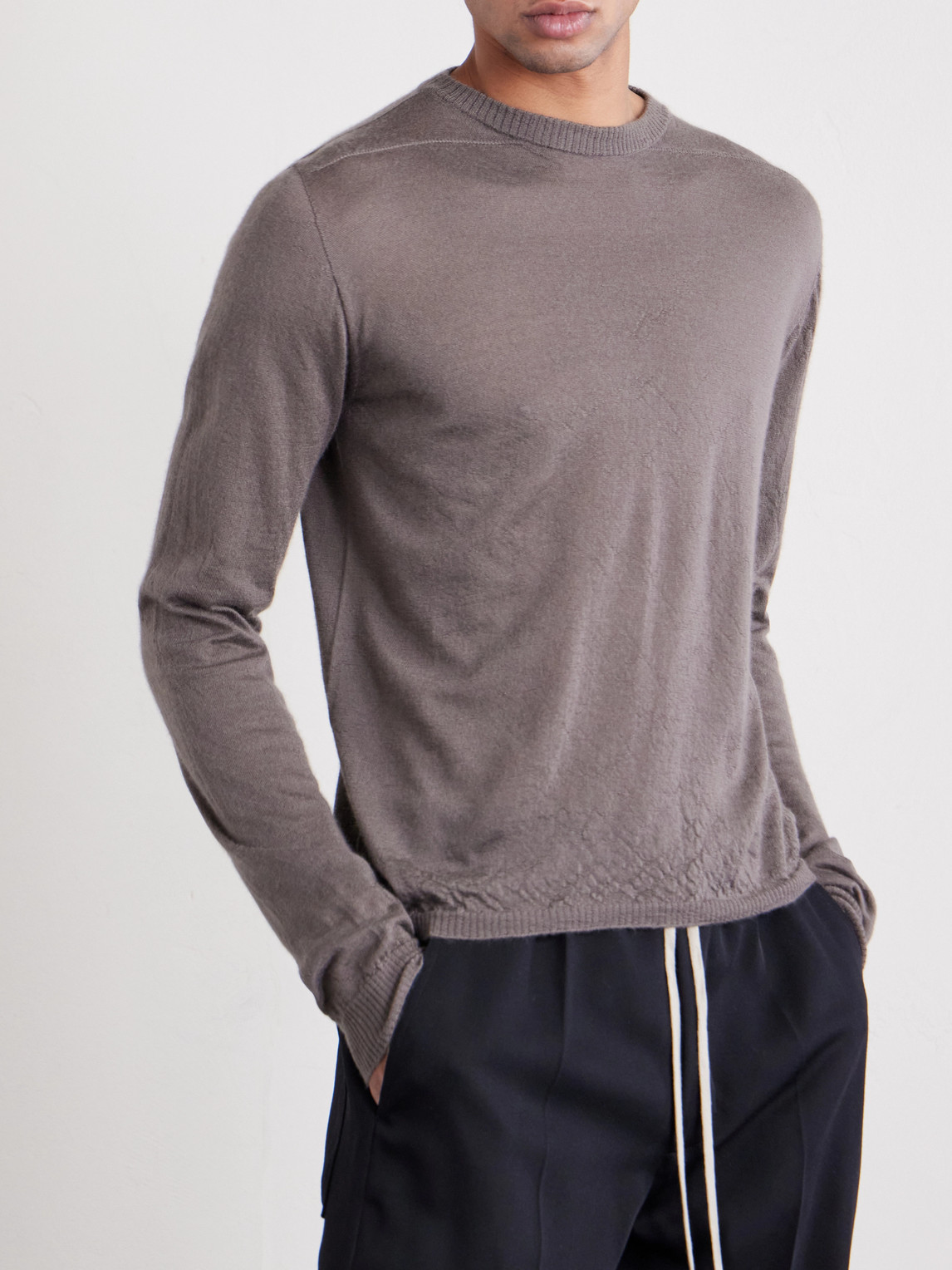  Rick Owens - Slim-fit Boiled Cashmere Sweater - Men - Gray - Xs 