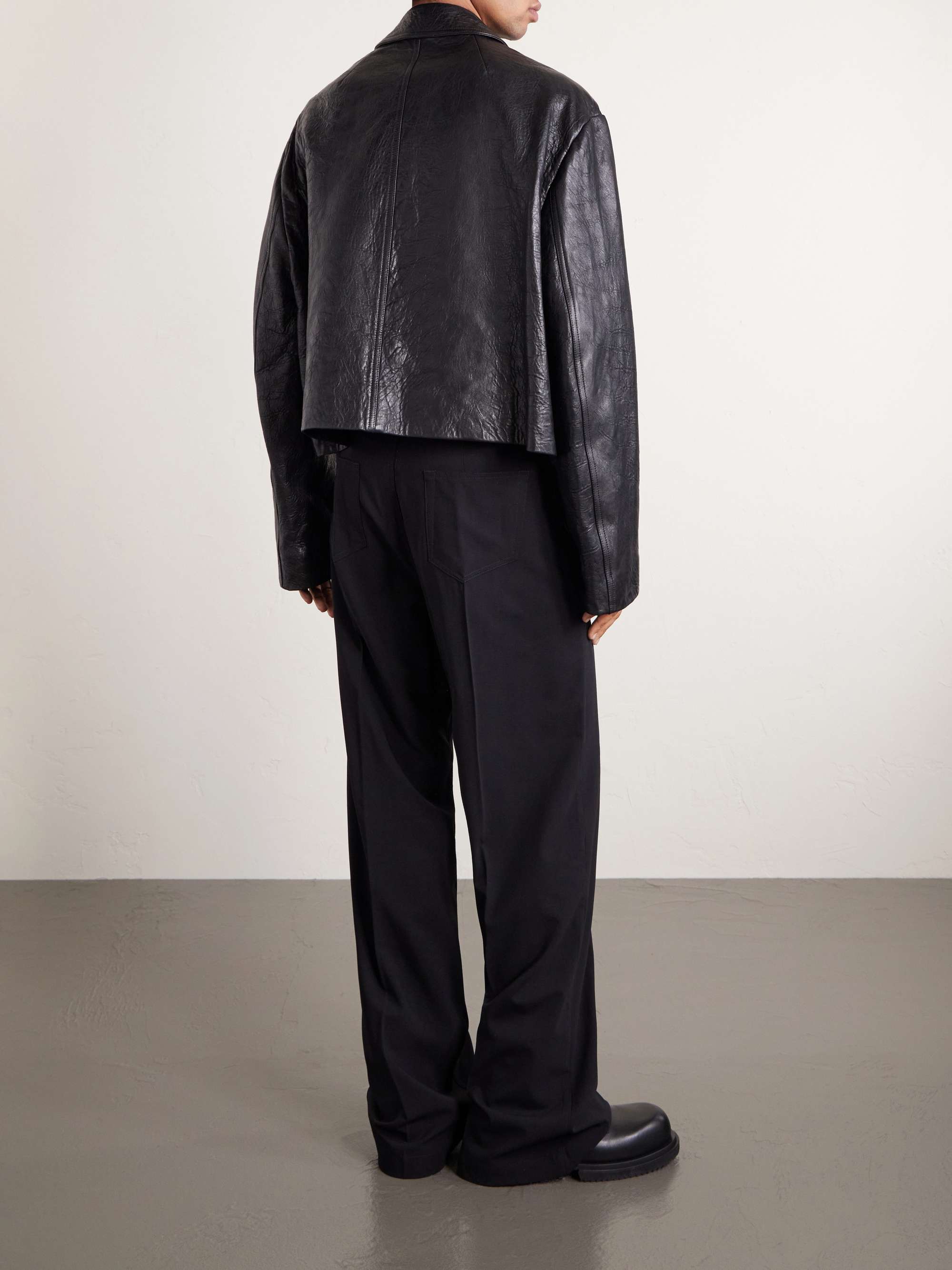 RICK OWENS Temple Heizer Mac Textured-Leather Jacket for Men | MR