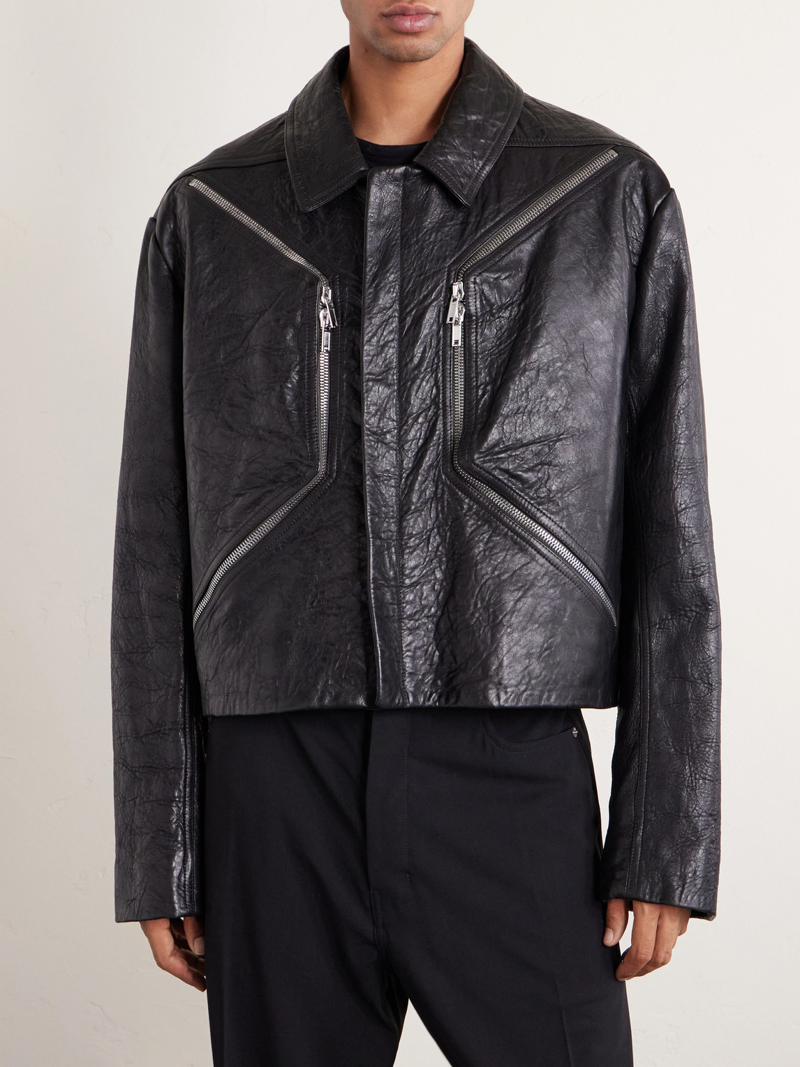  Rick Owens - Temple Heizer Mac Textured-leather Jacket - Men - Black - It 48 