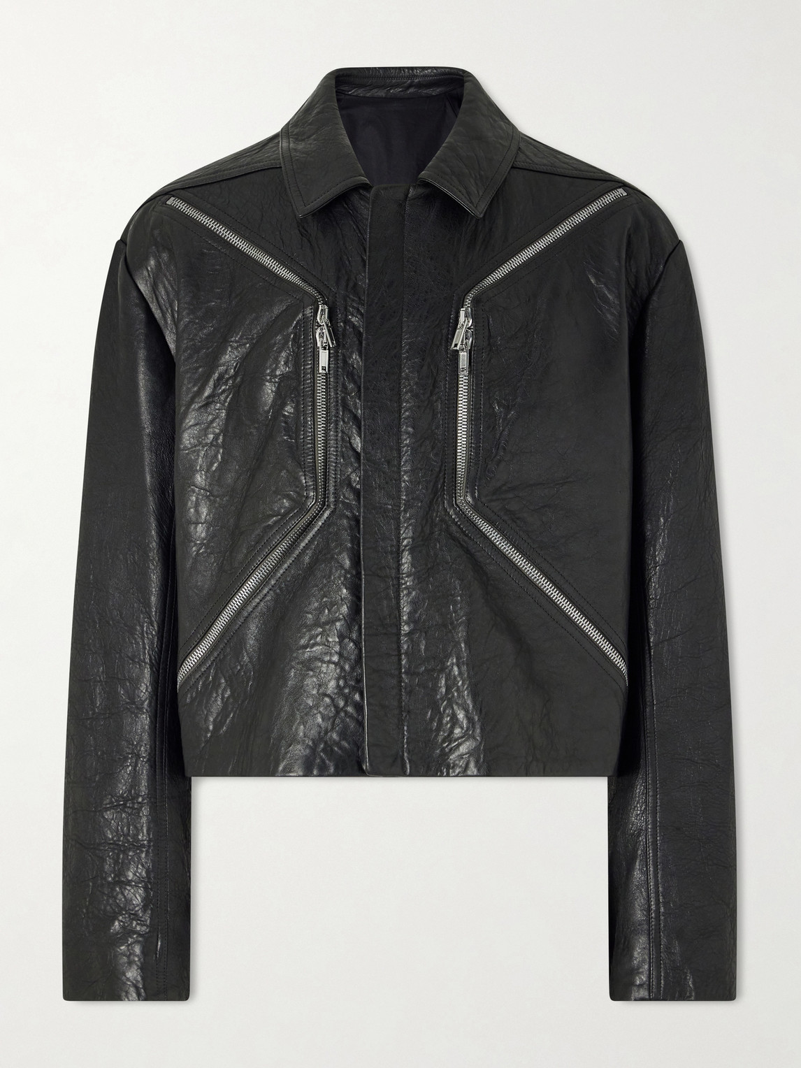 Rick Owens Temple Heizer Mac Textured-Leather Jacket IT 48