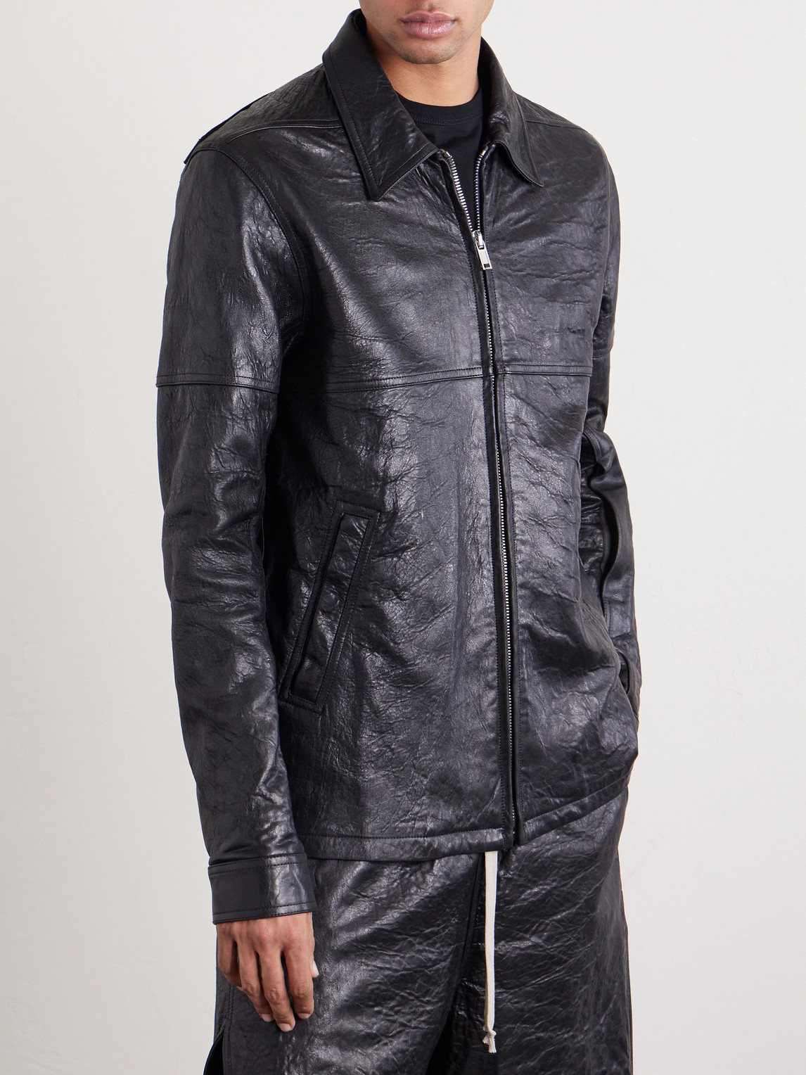  Rick Owens - Brad Textured Leather Jacket - Men - Black - It 46 