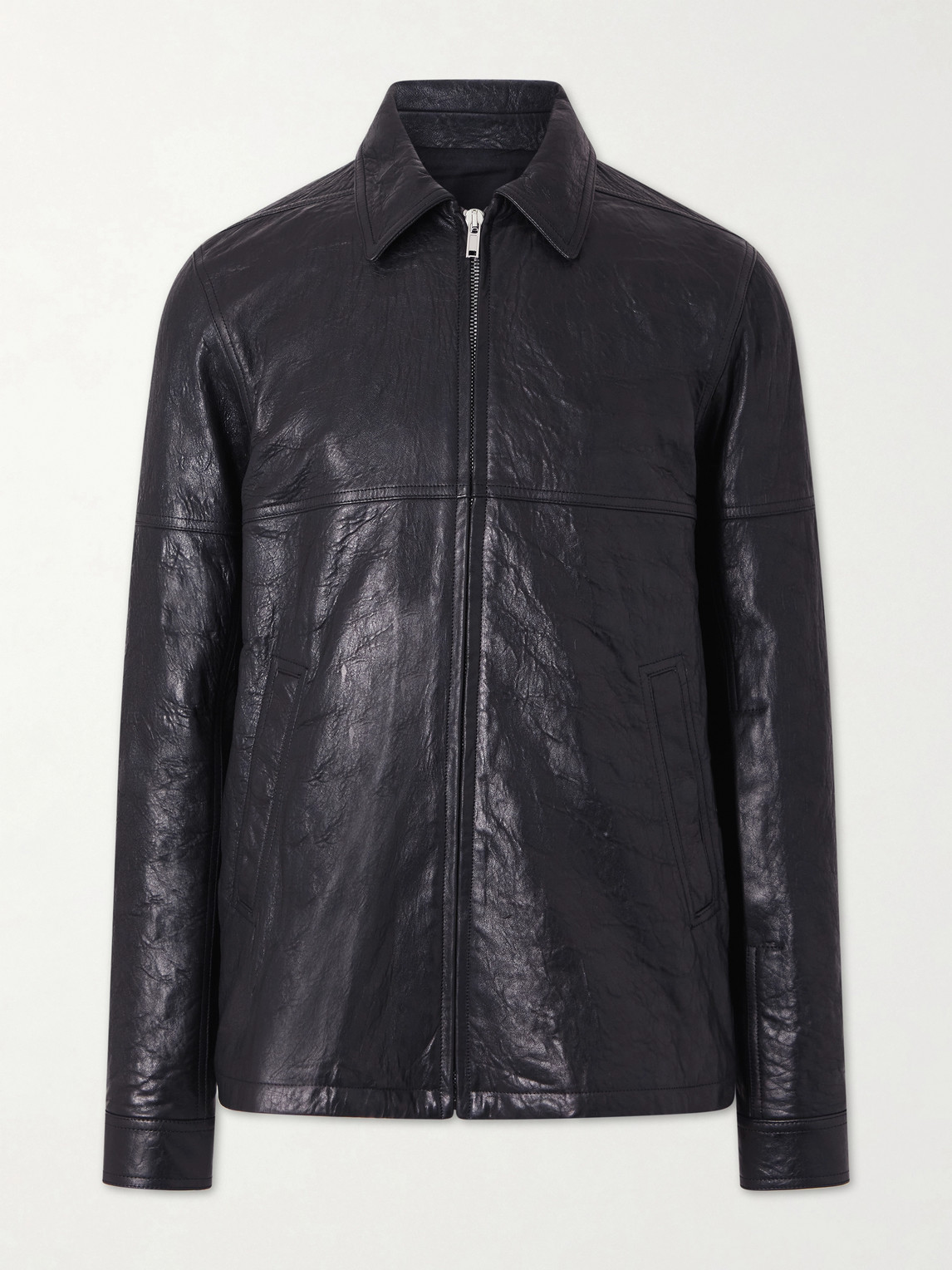 Rick Owens Brad Textured Leather Jacket IT 46