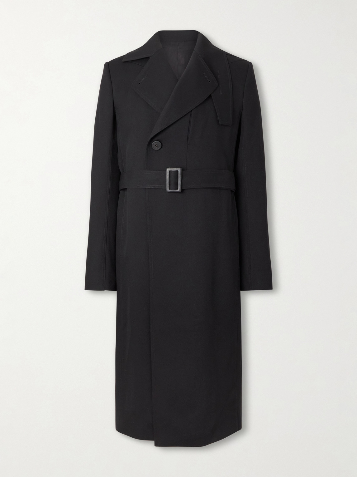 Rick Owens Drella Double-breasted Wool Coat In Blue