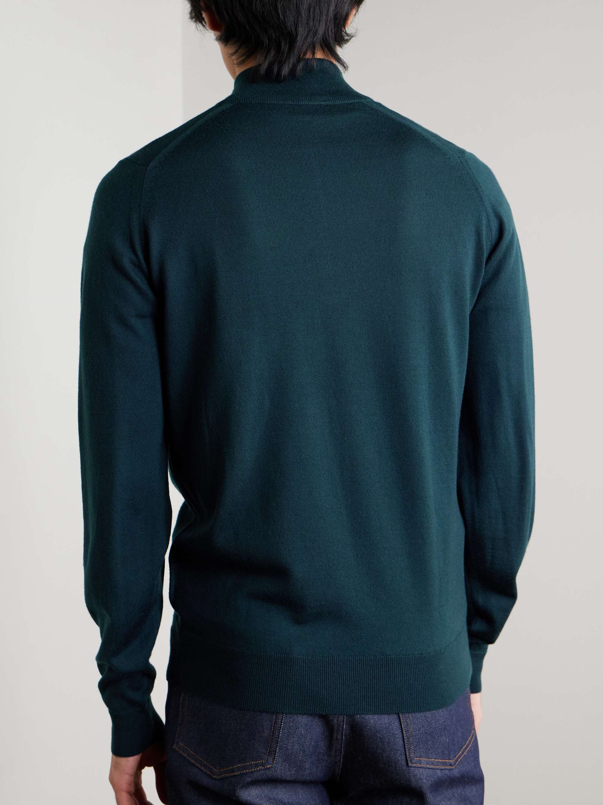 JOHN SMEDLEY Tapton Slim-Fit Merino Wool Half-Zip Sweater