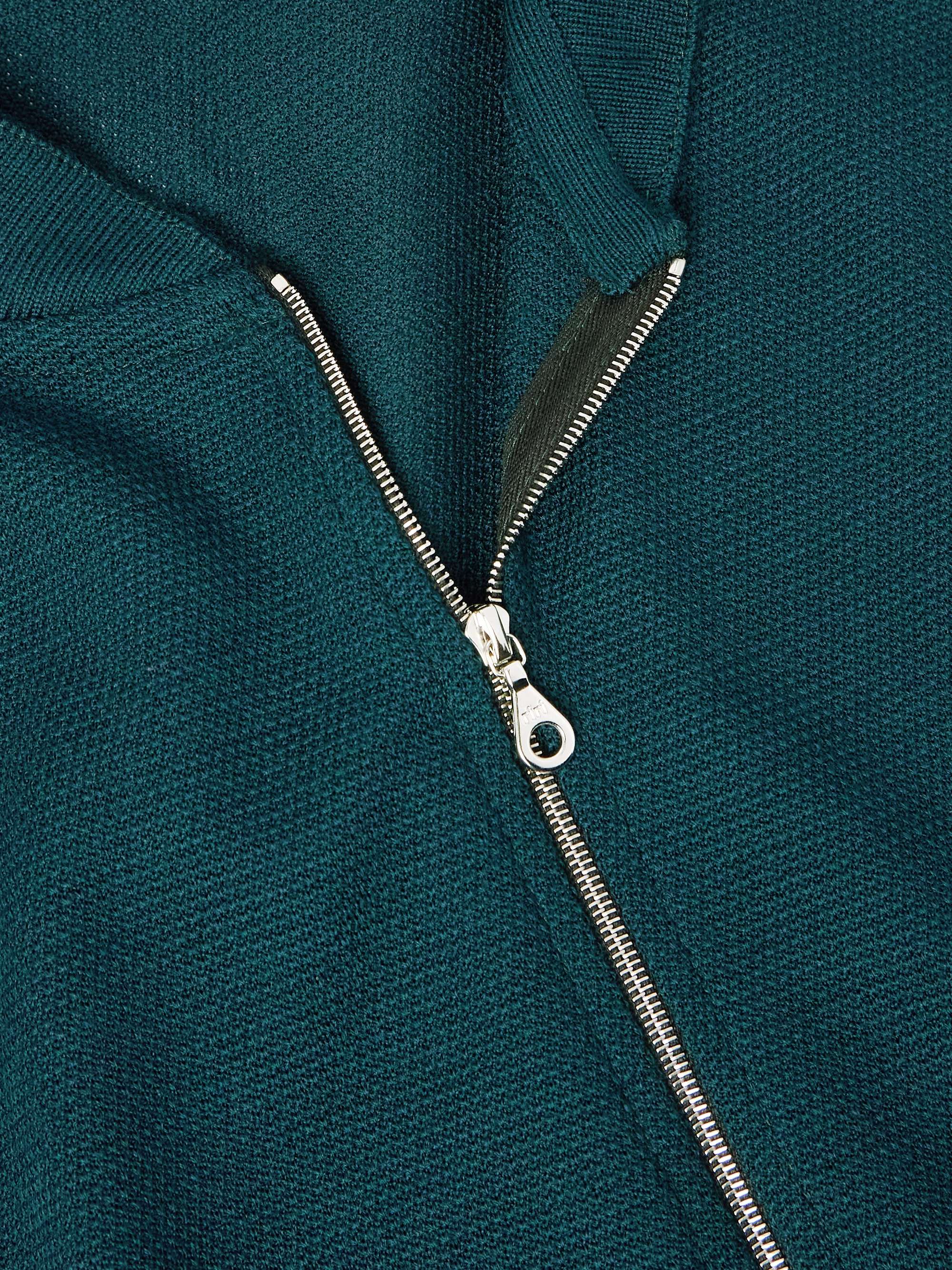 JOHN SMEDLEY Honeycomb-Knit Merino Wool Zip-Up Cardigan