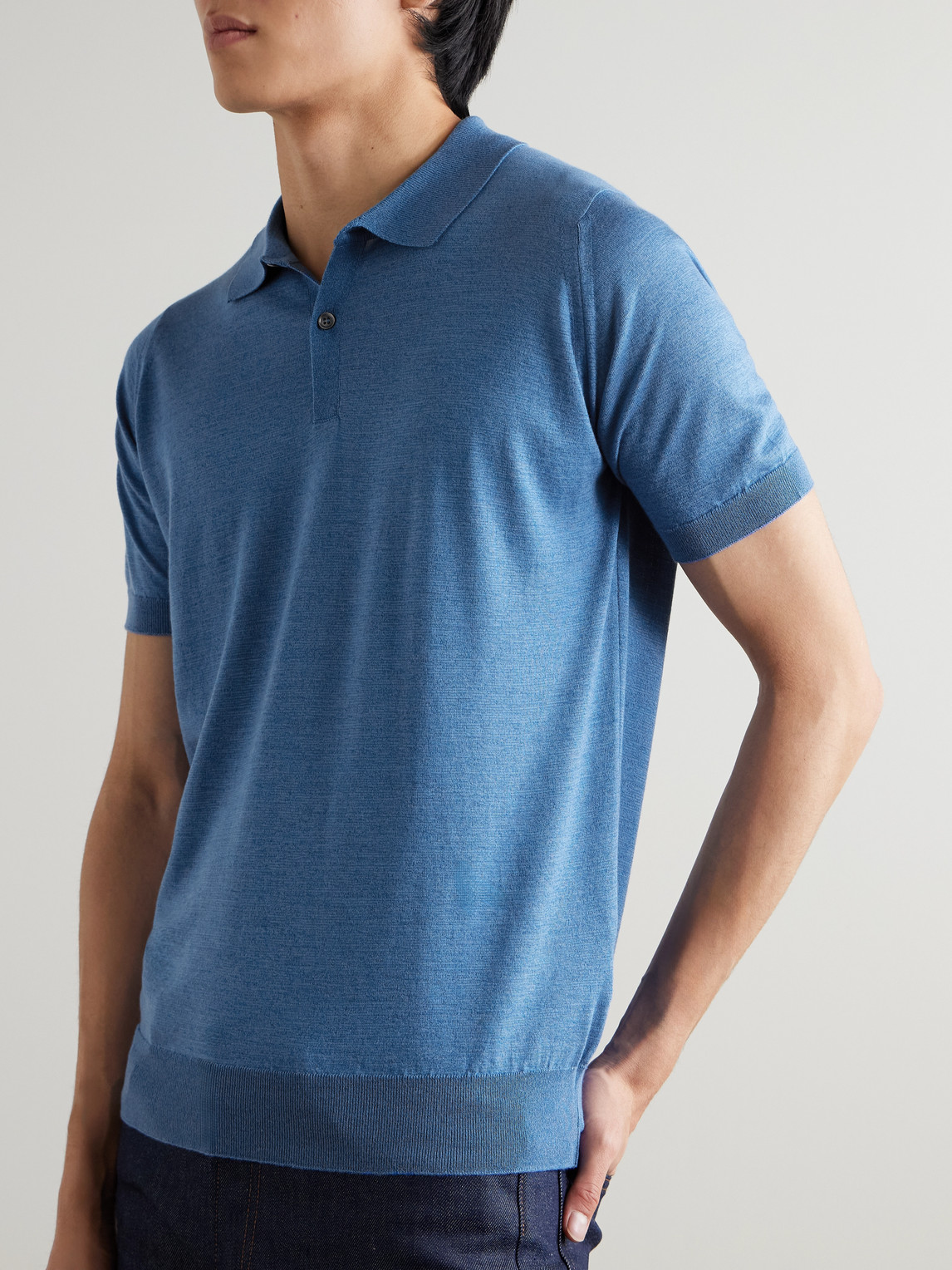 John Smedley Leyburn Merino Wool And Sea Island Cotton-blend Gauze Polo Shirt In Multi