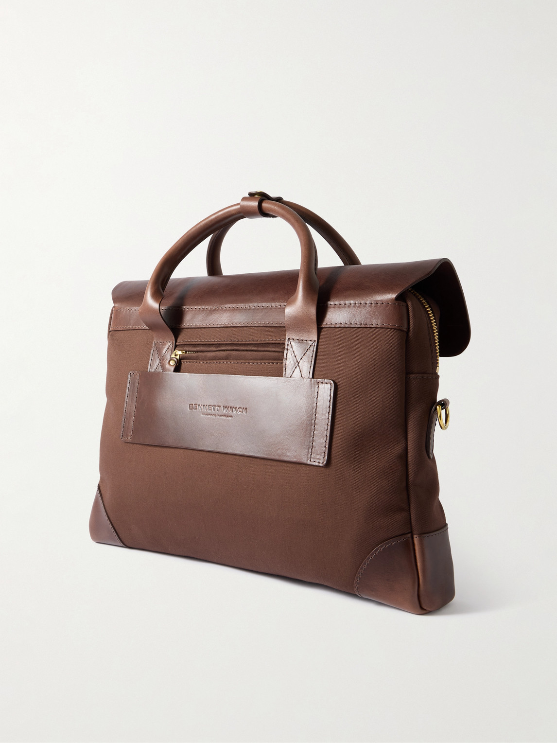 Bennett Winch Cotton-canvas And Full-grain Leather Briefcase In Brown