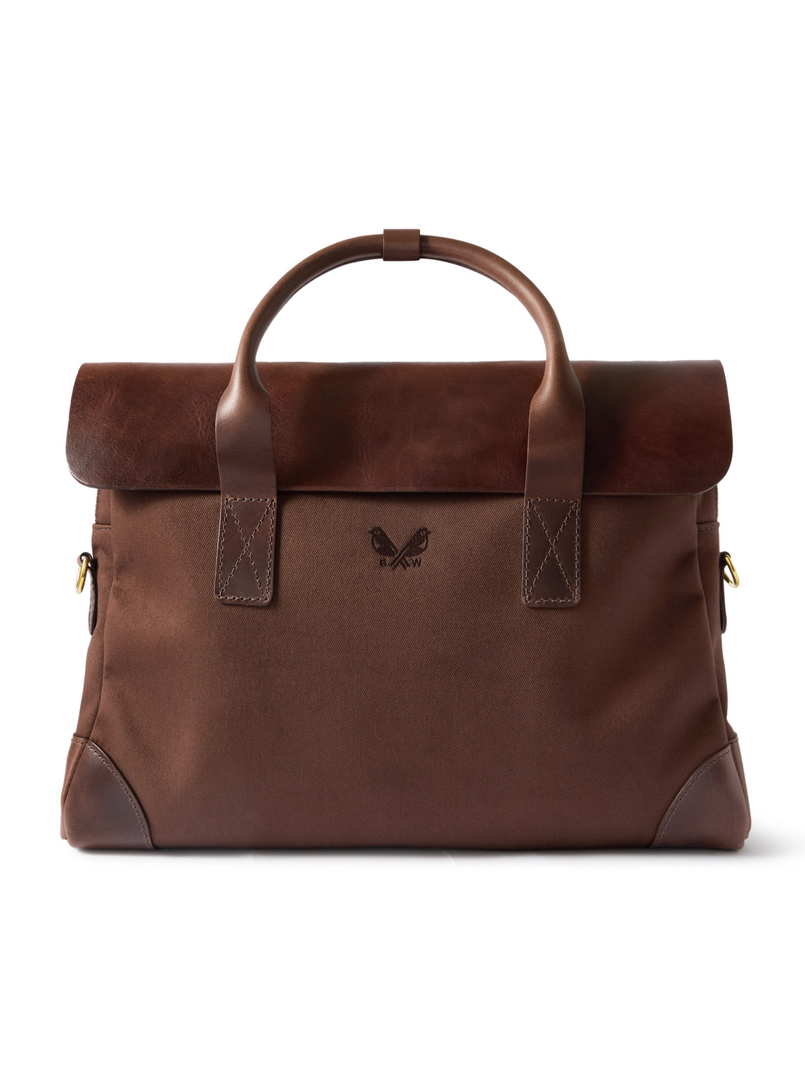 Bennett Winch Cotton-canvas And Full-grain Leather Briefcase In Brown