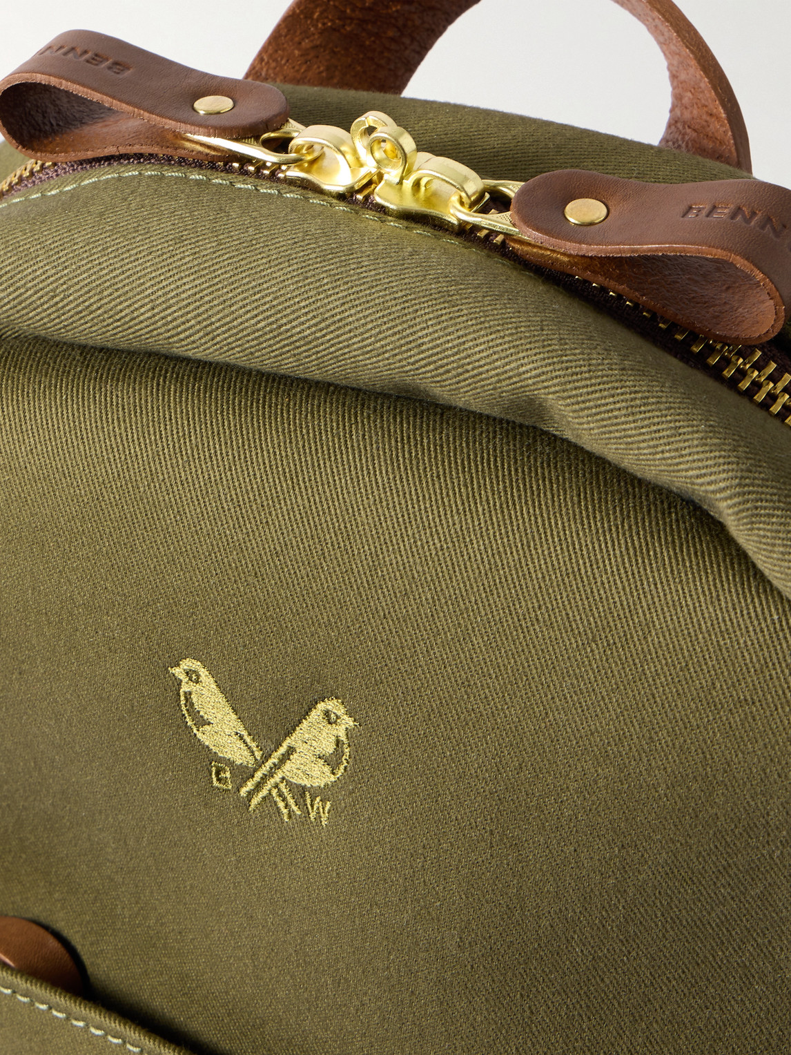 Bennett Winch Logo-embroidered Leather-trimmed Cotton-canvas Backpack In Green