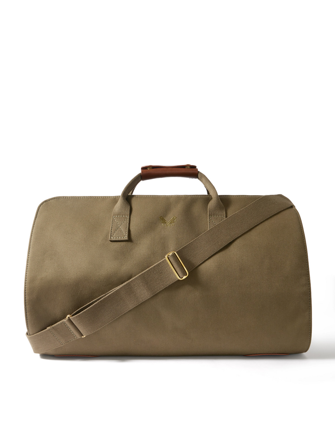 Bennett Winch Leather-trimmed Cotton-canvas Suit Carrier And Holdall In Green