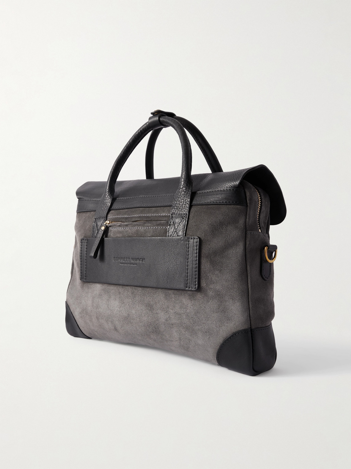 Bennett Winch Suede And Leather Briefcase In Gray