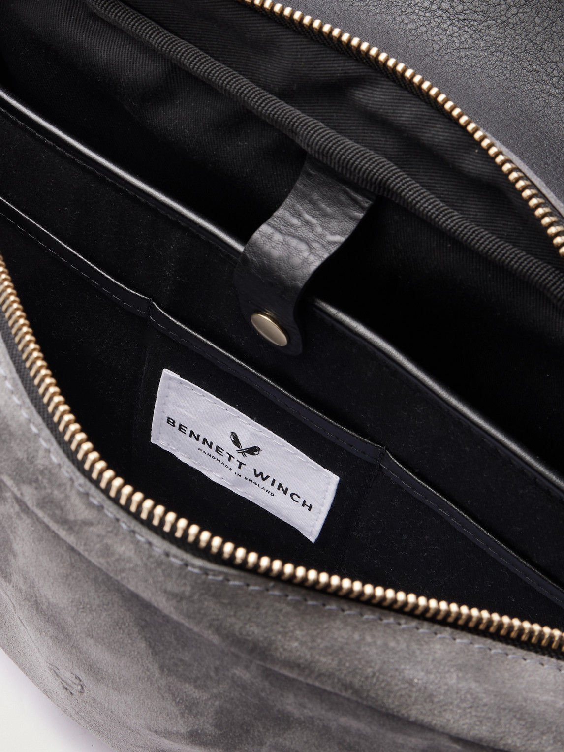 Bennett Winch Suede And Leather Briefcase In Gray