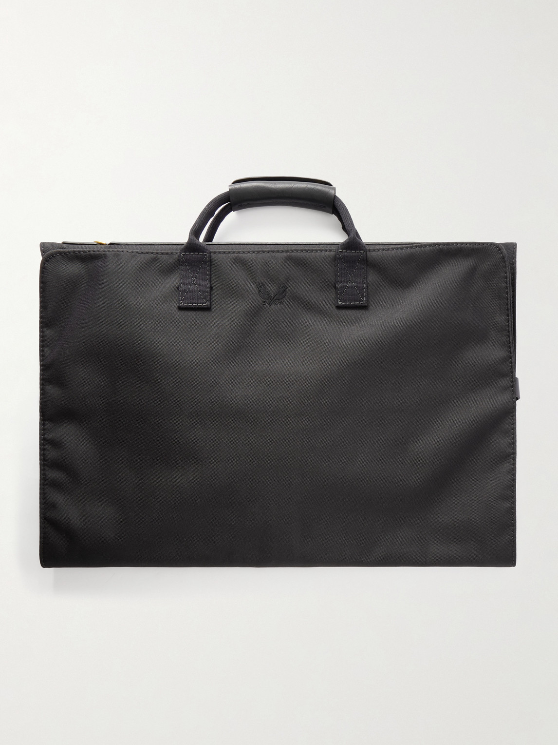 Bennett Winch Trifold Leather-trimmed Cotton-canvas Suit Carrier In Black