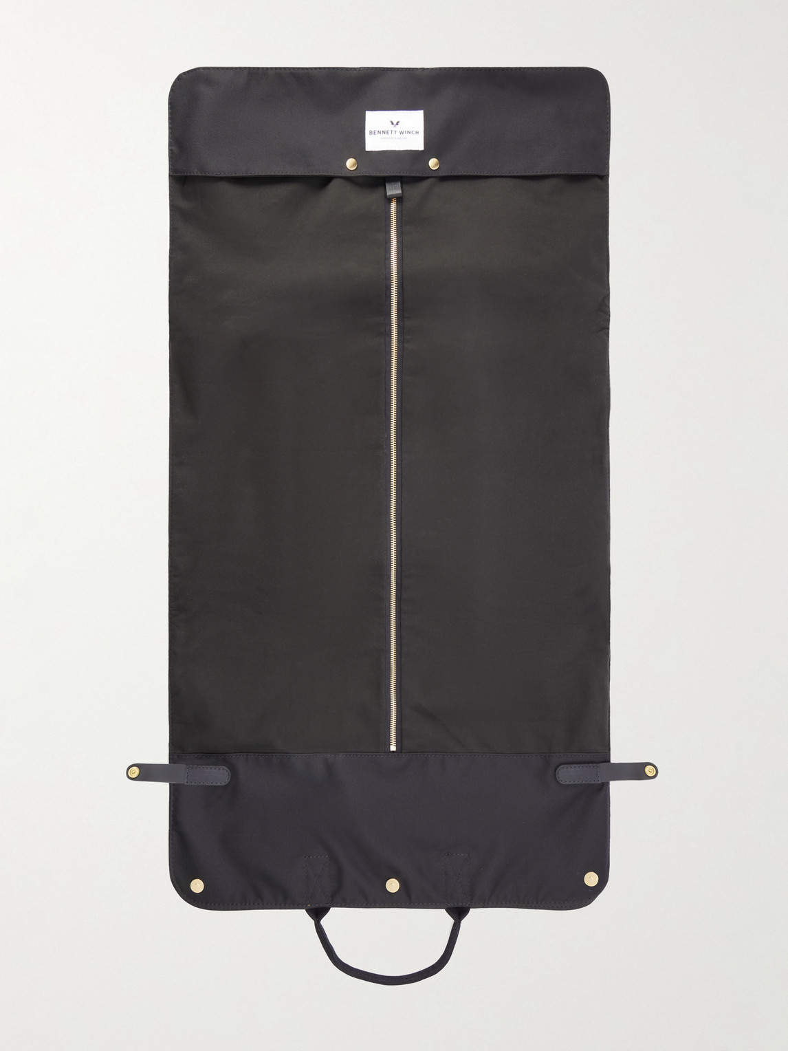 Bennett Winch Trifold Leather-trimmed Cotton-canvas Suit Carrier In Black