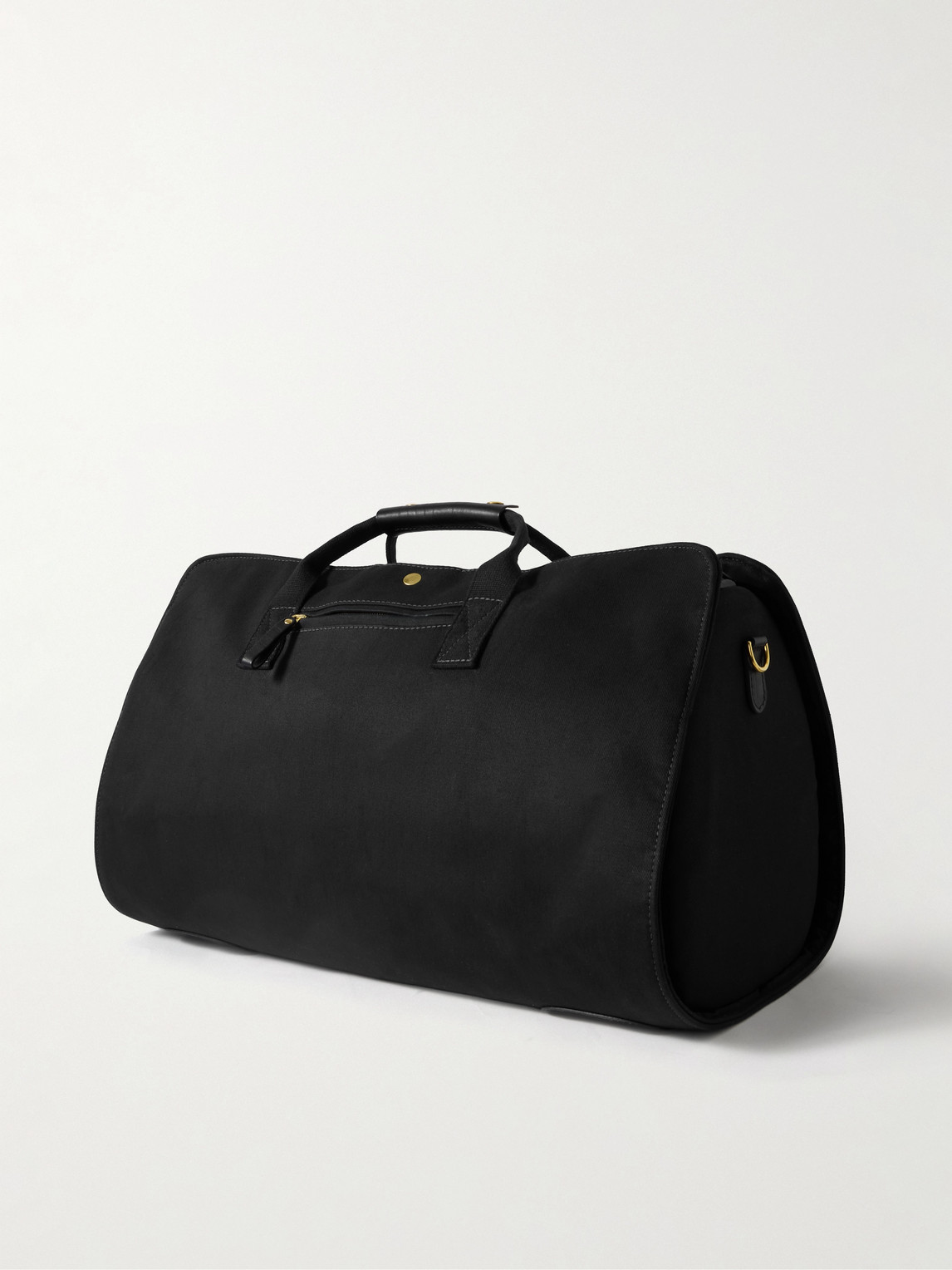 Bennett Winch Leather-trimmed Cotton-canvas Suit Carrier And Holdall In Black