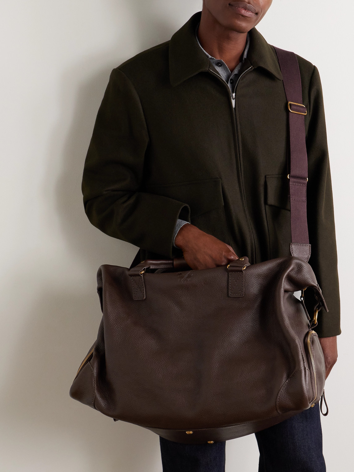 Bennett Winch Logo-debossed Full-grain Leather Weekend Bag In Brown