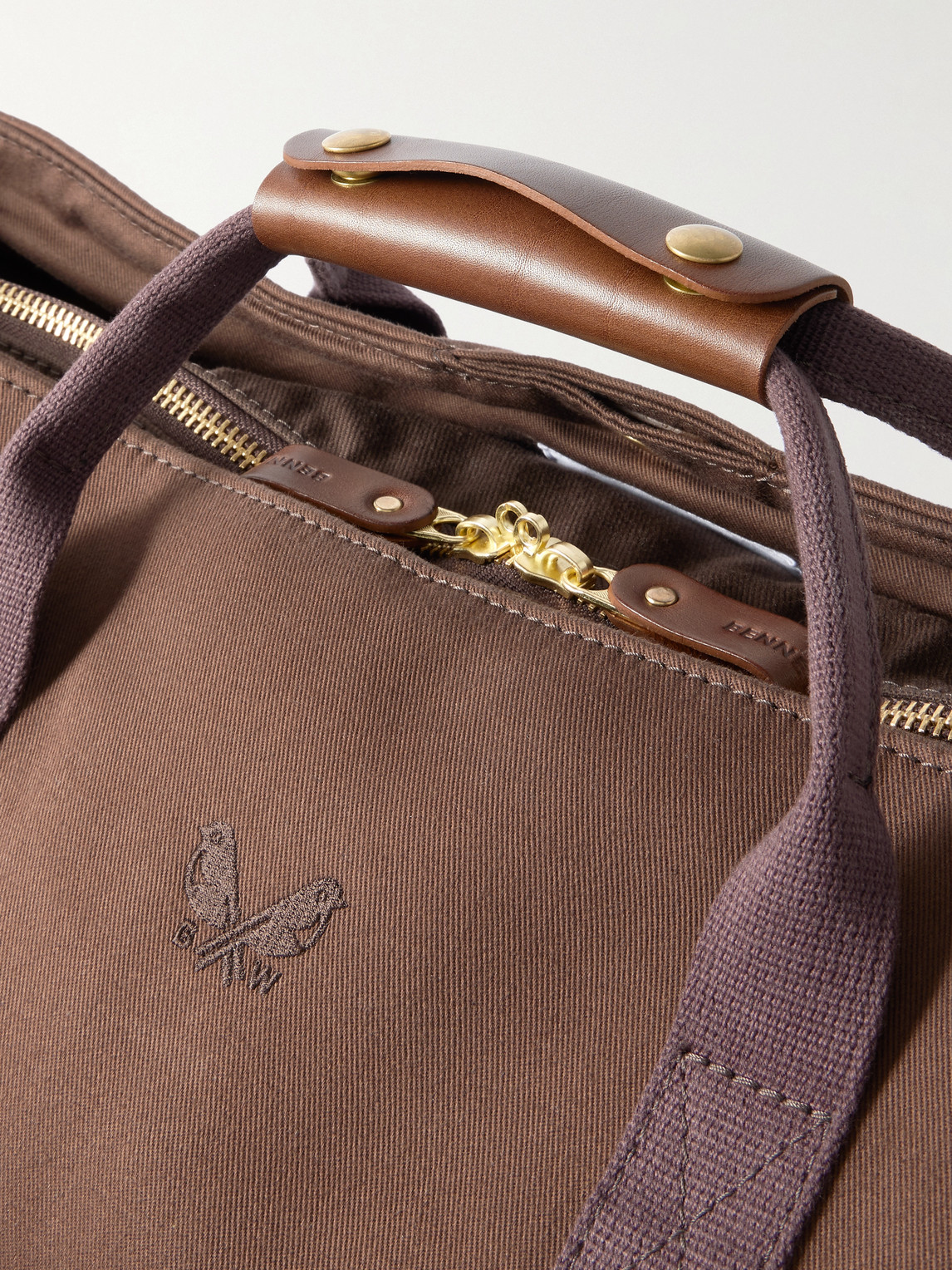  Bennett Winch - Logo-embroidered Leather-trimmed Cotton-twill Suit Carrier And Holdall - Men - Brown 