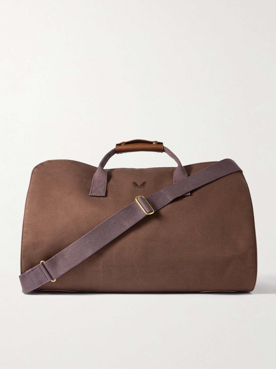 Bennett Winch – Logo-Embroidered Leather-Trimmed Cotton-Twill Suit Carrier and Holdall