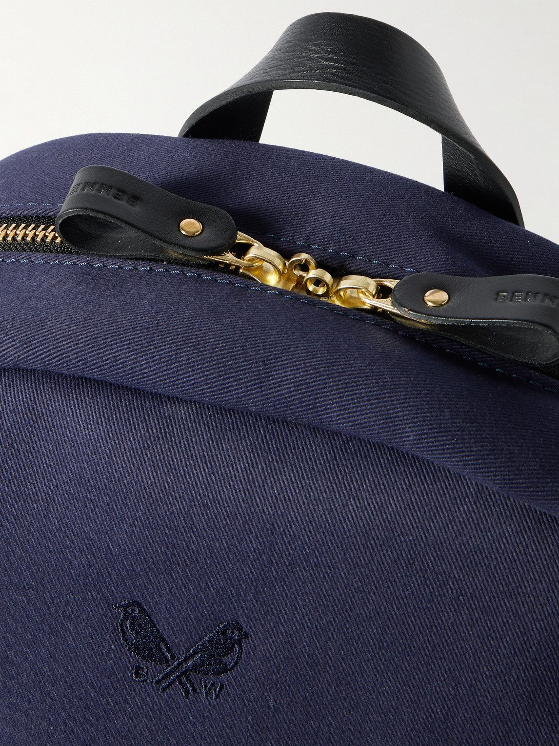 Bennett Winch Logo-embroidered Leather-trimmed Cotton-canvas Backpack In Blue