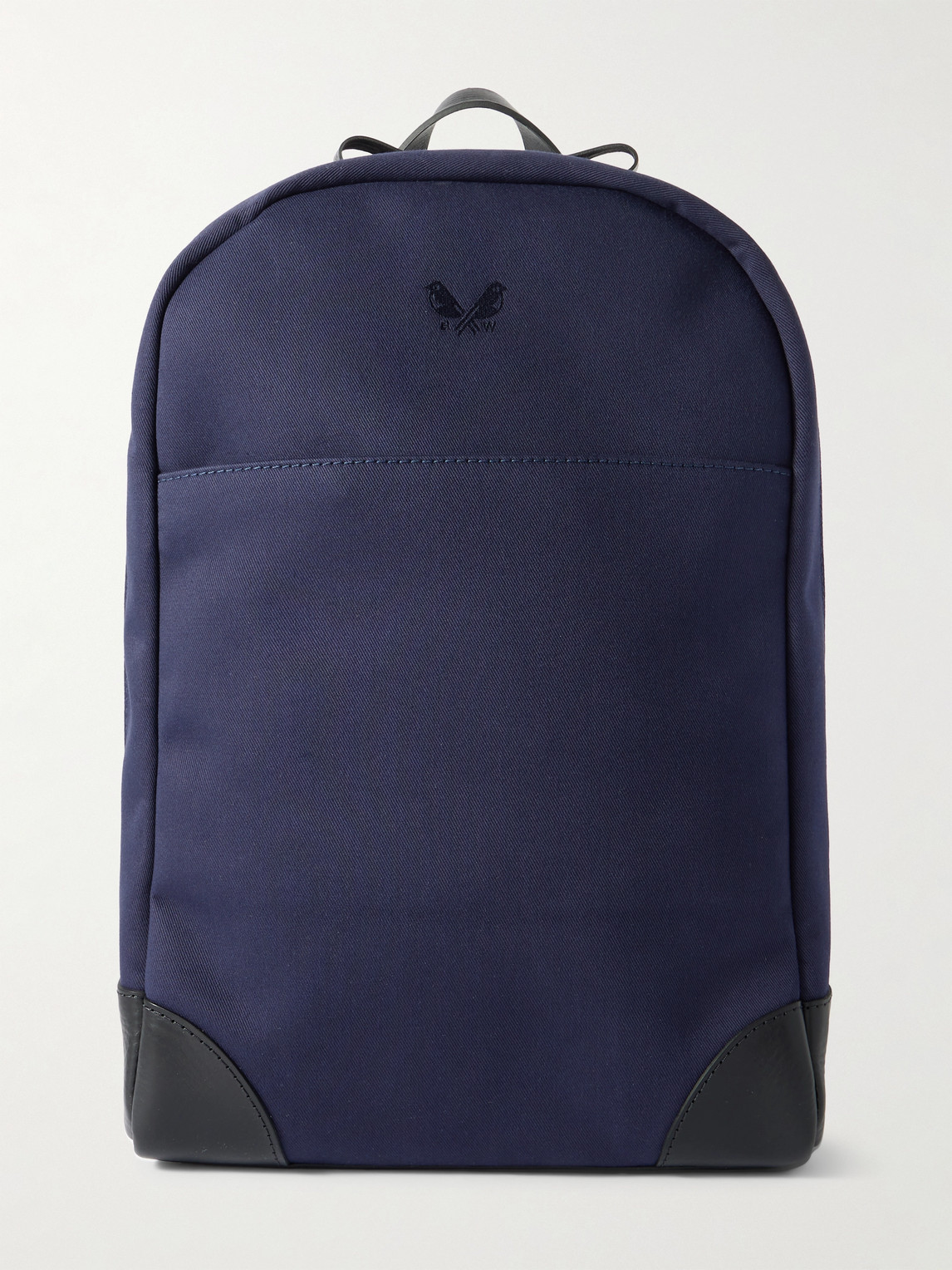 Bennett Winch Logo-embroidered Leather-trimmed Cotton-canvas Backpack In Blue