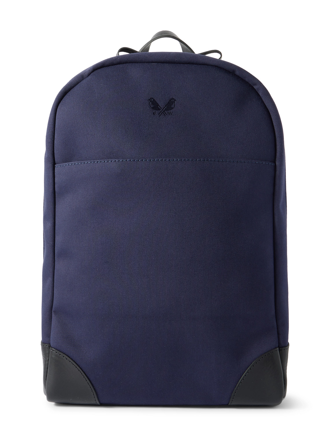 Logo-Embroidered Leather-Trimmed Cotton-Canvas Backpack