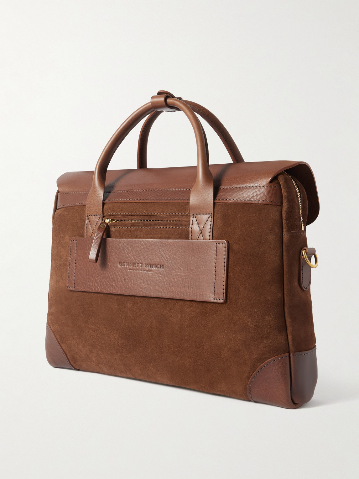Bennett Winch Suede And Leather Briefcase In Brown