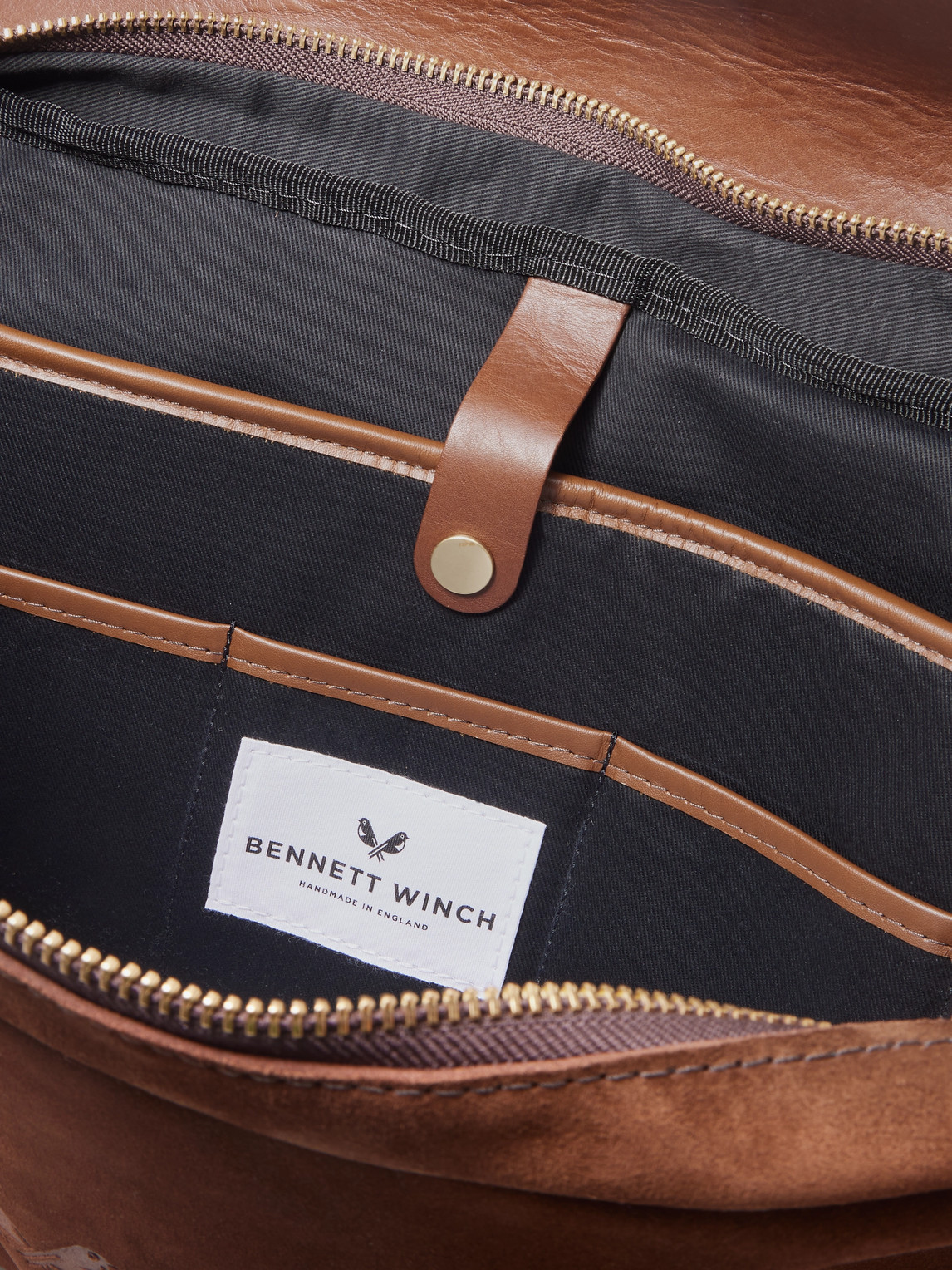 Bennett Winch Suede And Leather Briefcase In Brown