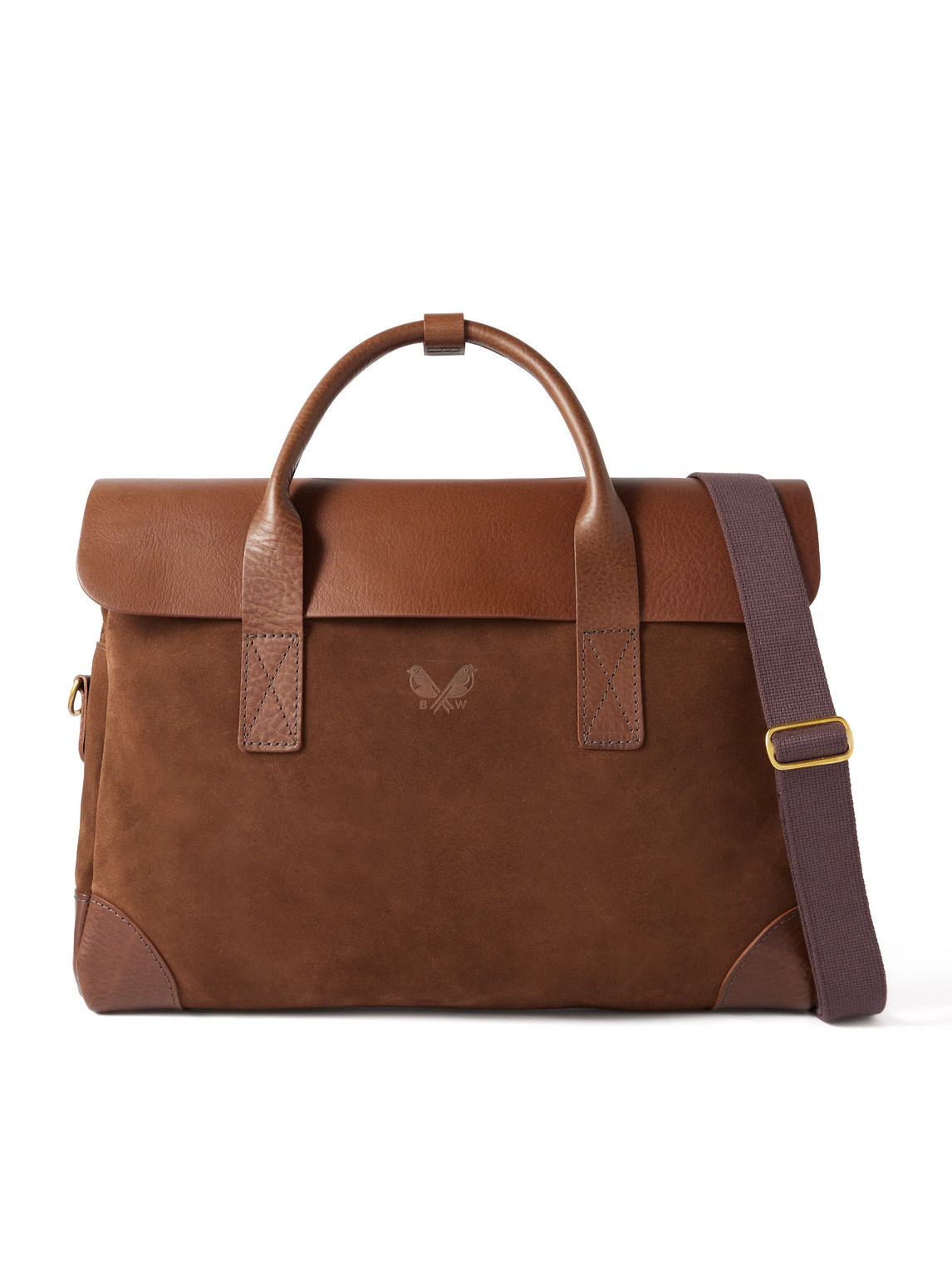 Bennett Winch Suede And Leather Briefcase In Brown
