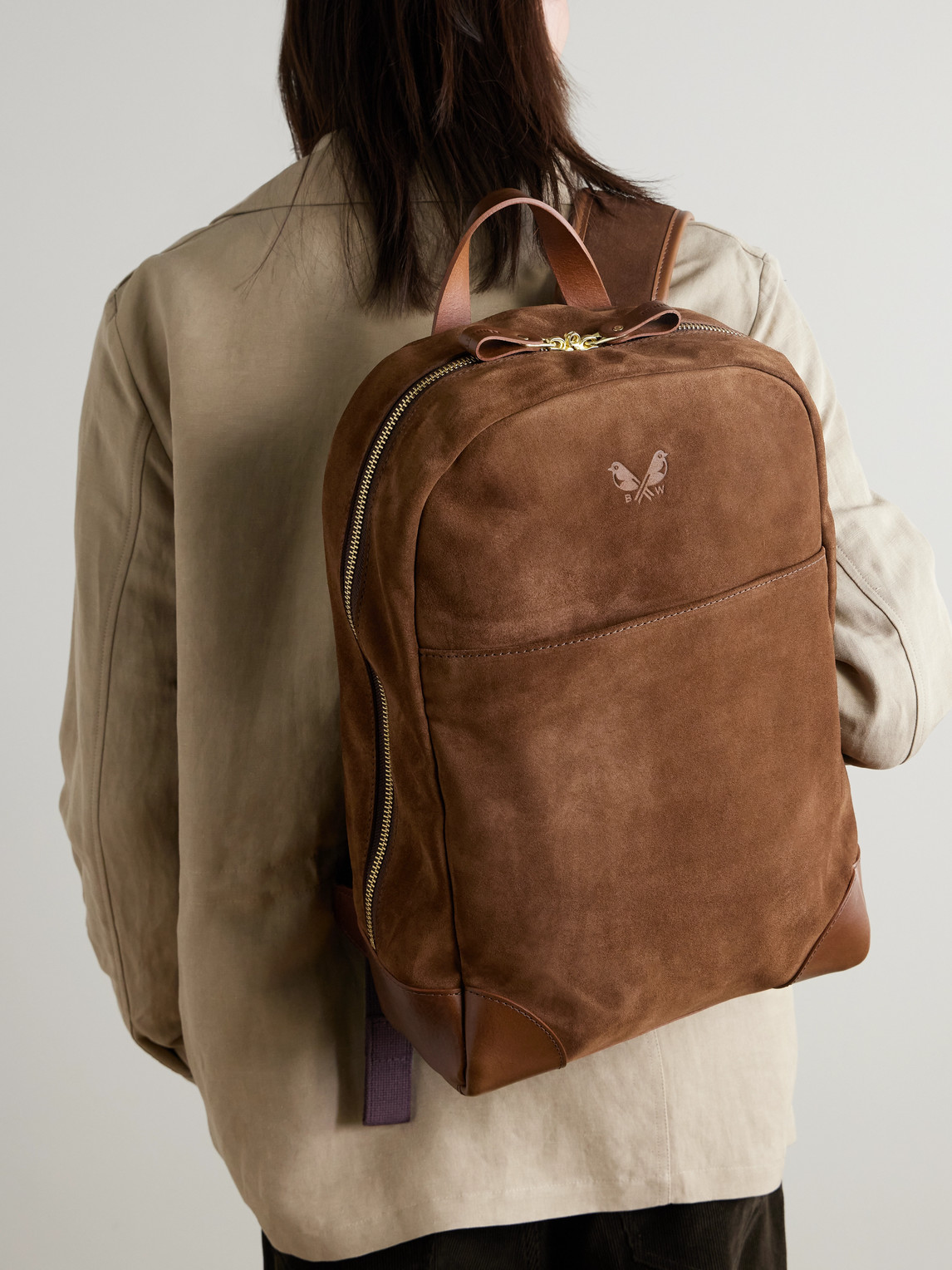 Bennett Winch Leather-trimmed Suede Backpack In Brown