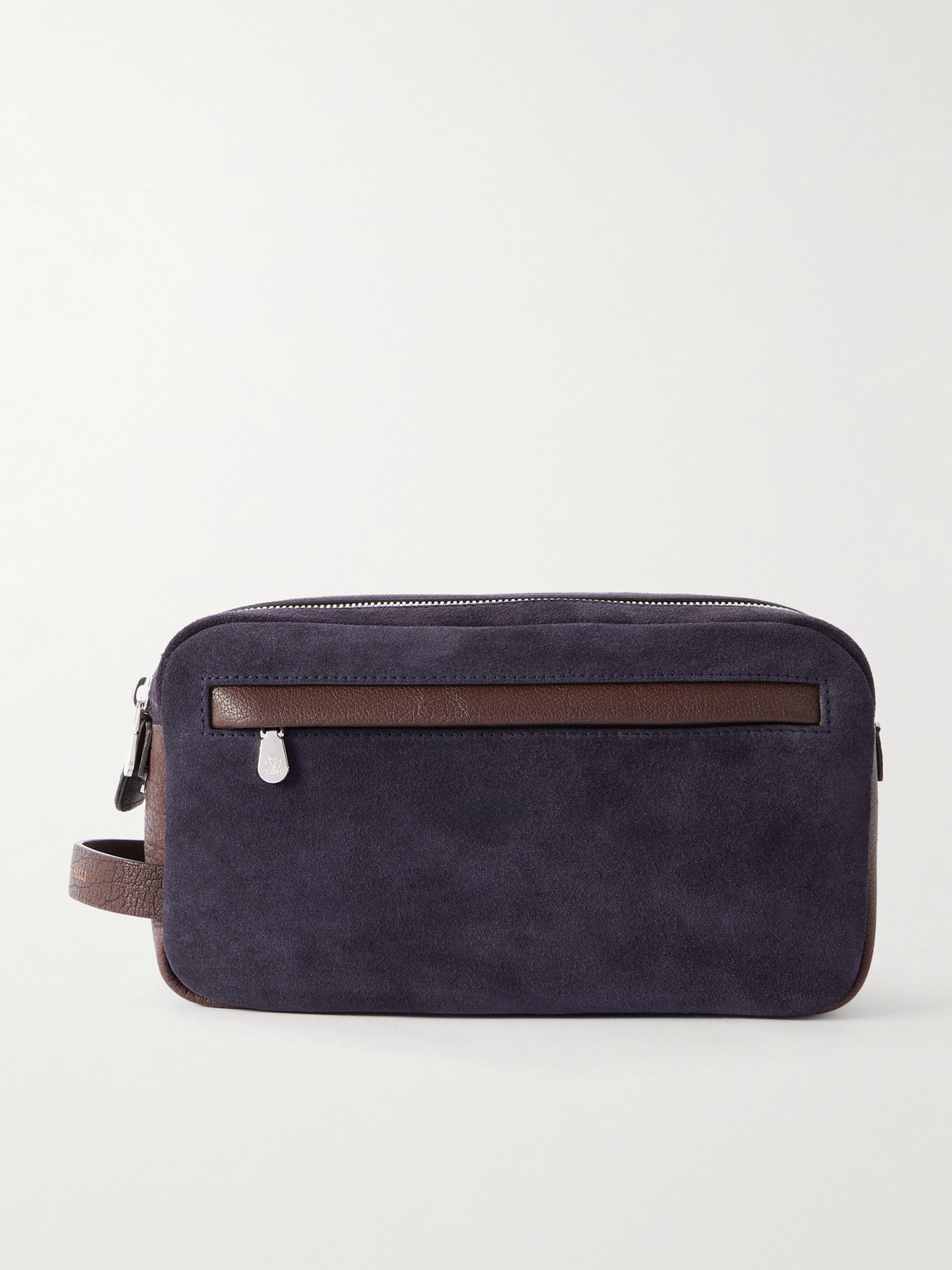 Brunello Cucinelli Leather-Trimmed Suede Wash Bag - Men