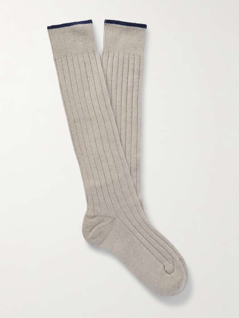 Brunello Cucinelli — Ribbed Virgin Wool-Blend Socks