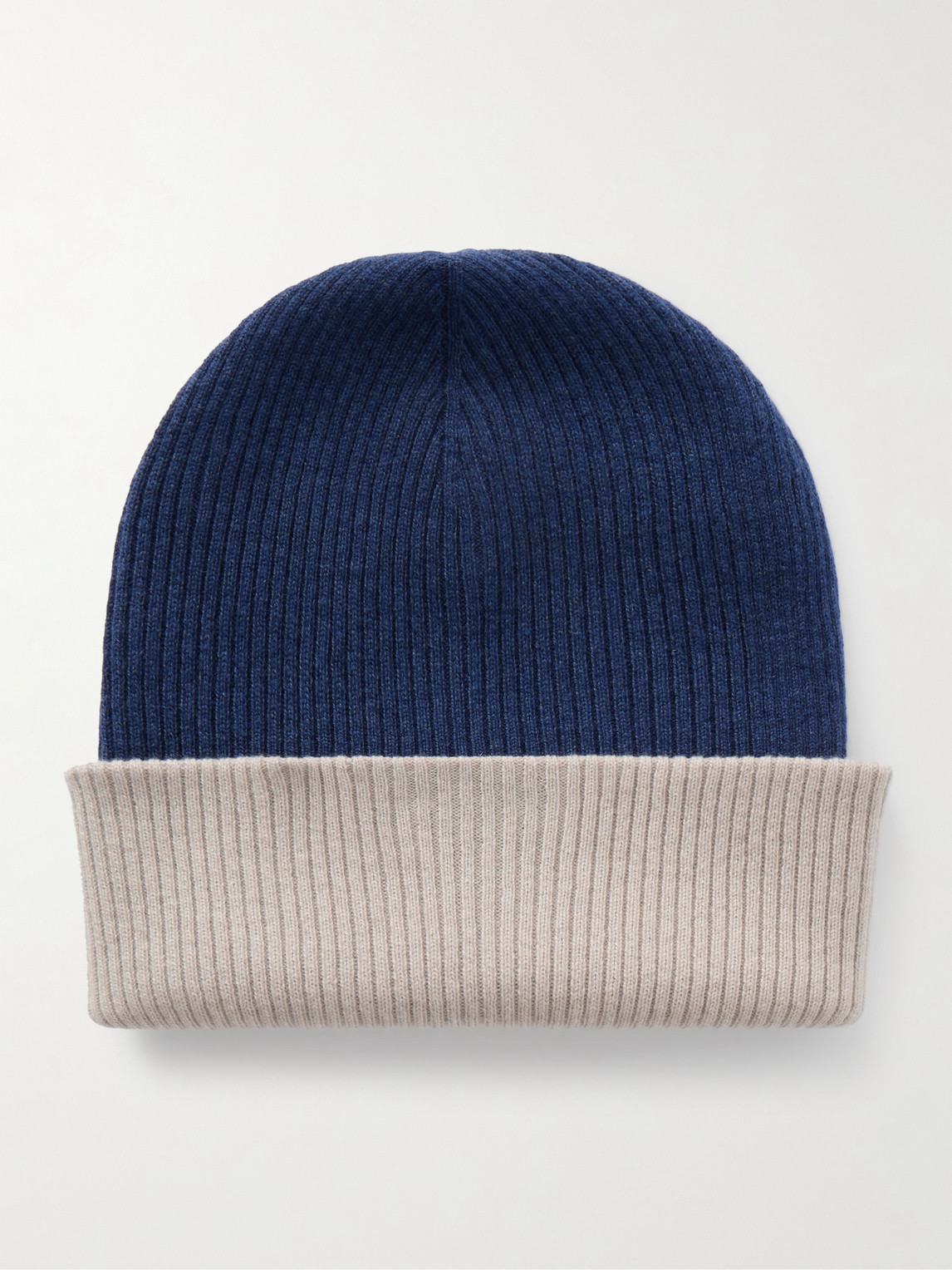 Brunello Cucinelli Reversible Ribbed Cashmere Beanie In Blue